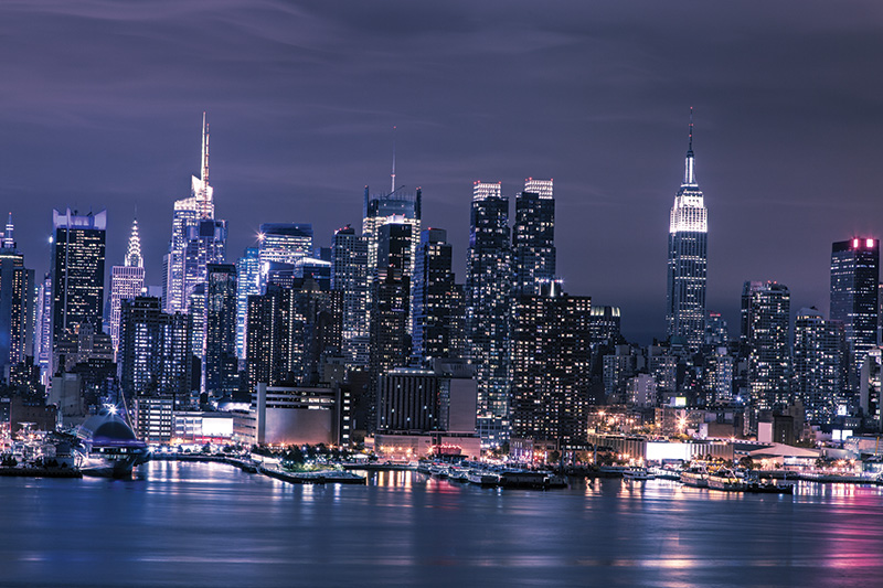 Light up city sky line of NY