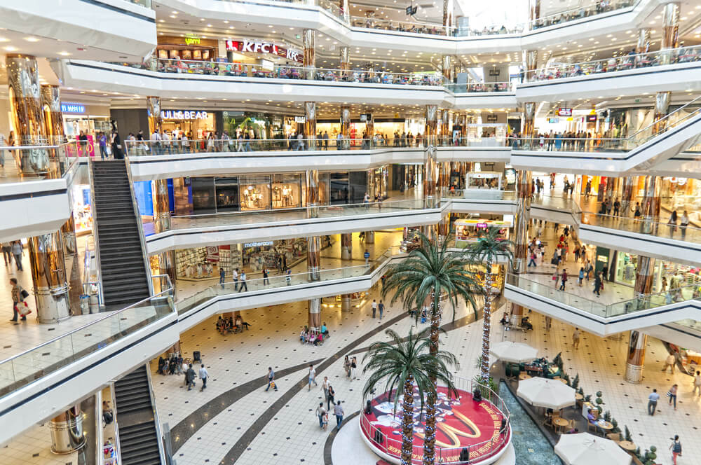 ISTANBUL,JUNE 13,2012: Cevahir Shopping Center;modern shopping mall located in Mecidiyekoy,Istanbul. Opened on 15 October 2005,is the largest shopping mall in Europe, the sixth largest in the world.