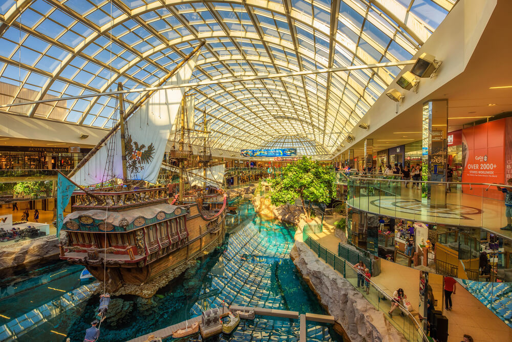 EDMONTON, CANADA - JULY 7, 2017 : St.Maria pirate vessel in the West Edmonton Mall. Its the largest shopping mall in North America and the tenth largest in the world.